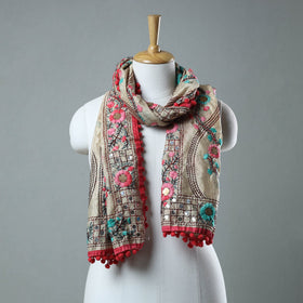 Red Ranihati Chanderi Silk Embroidered Stole