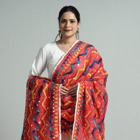 Buy Ranihati Chanderi Silk Zig Zag Hand Embroidery Dupatta