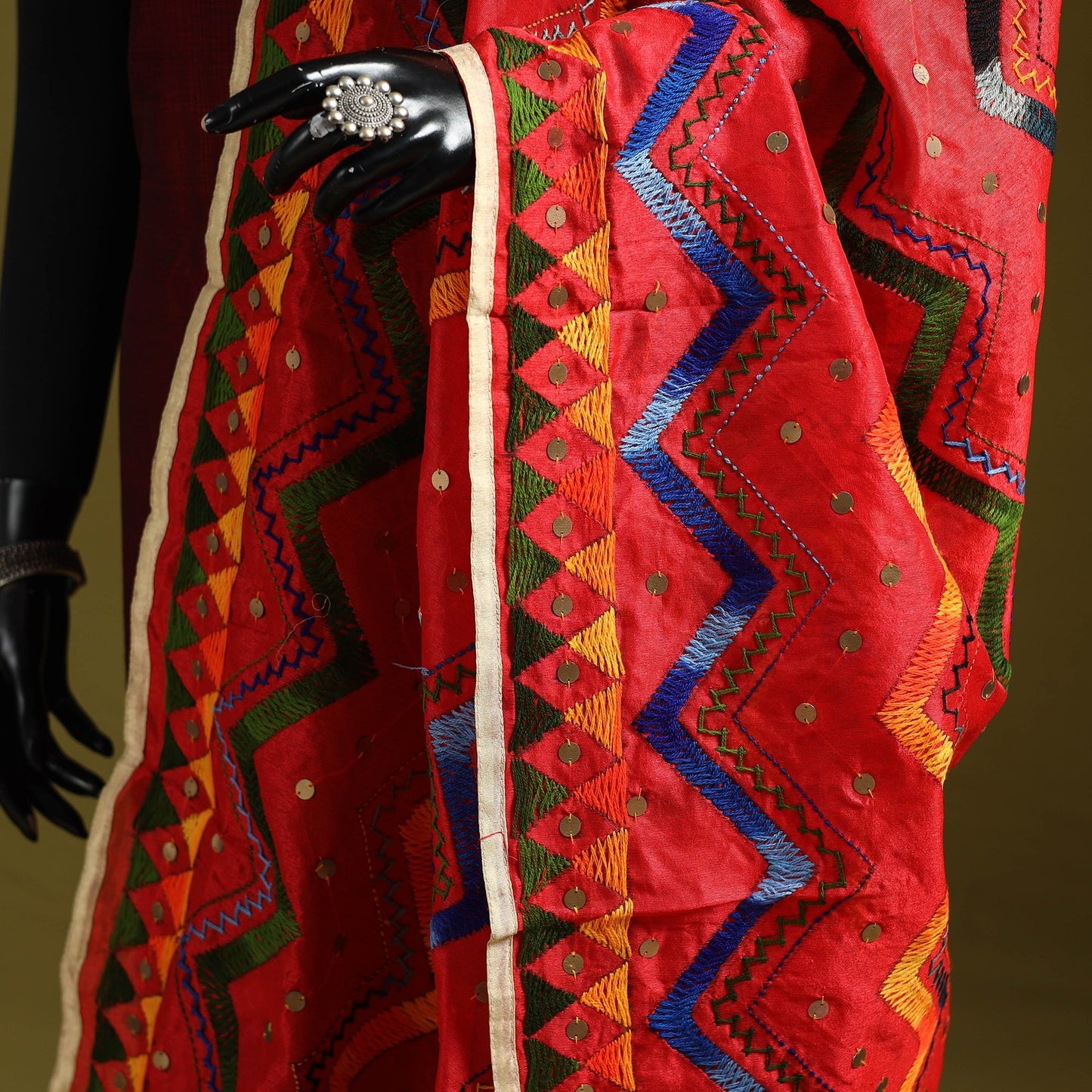 Ranihati chanderi silk zig zag hand embroidery dupatta 14