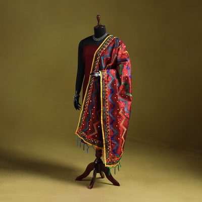 Ranihati chanderi silk zig zag hand embroidery dupatta 16