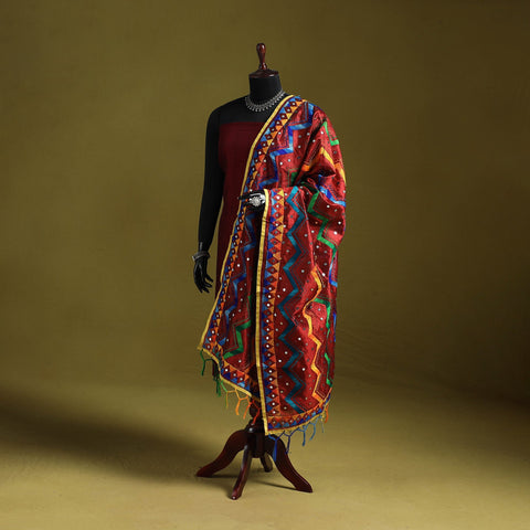 Ranihati chanderi silk zig zag hand embroidery dupatta 17