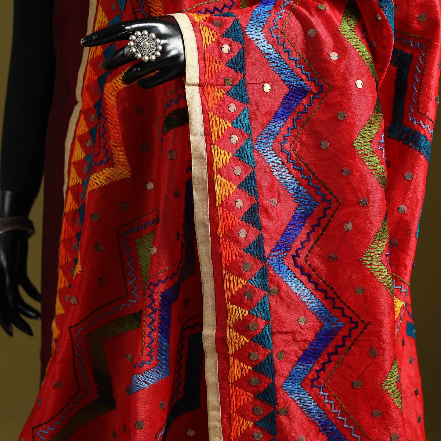 Ranihati chanderi silk zig zag hand embroidery dupatta 22