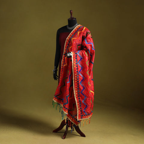 Ranihati chanderi silk zig zag hand embroidery dupatta 22