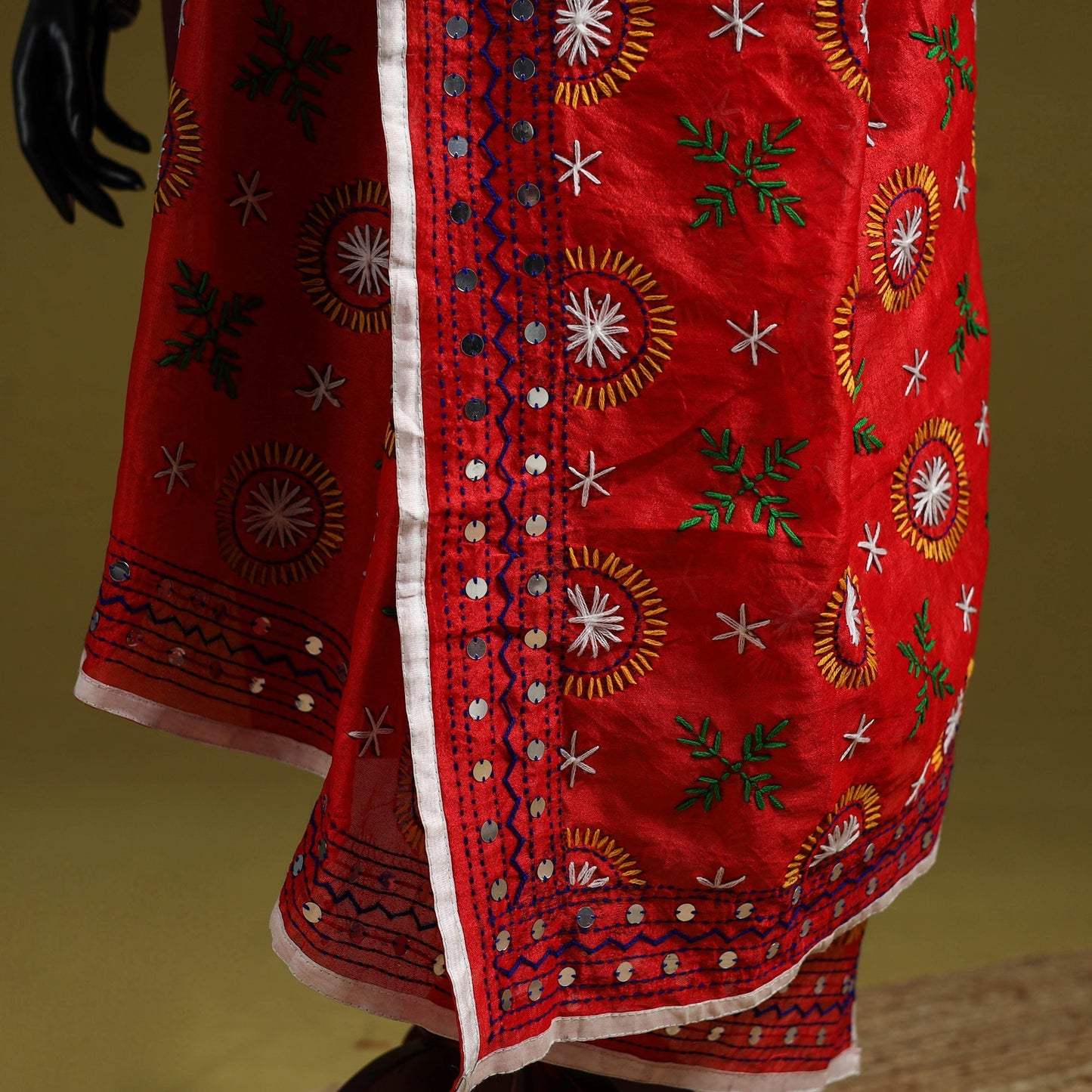 Ranihati chapa work chanderi silk hand embroidery dupatta