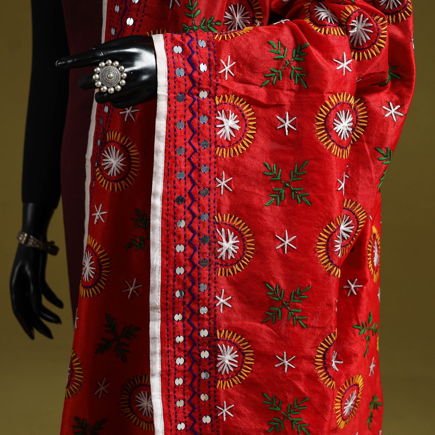 Ranihati chapa work chanderi silk hand embroidery dupatta