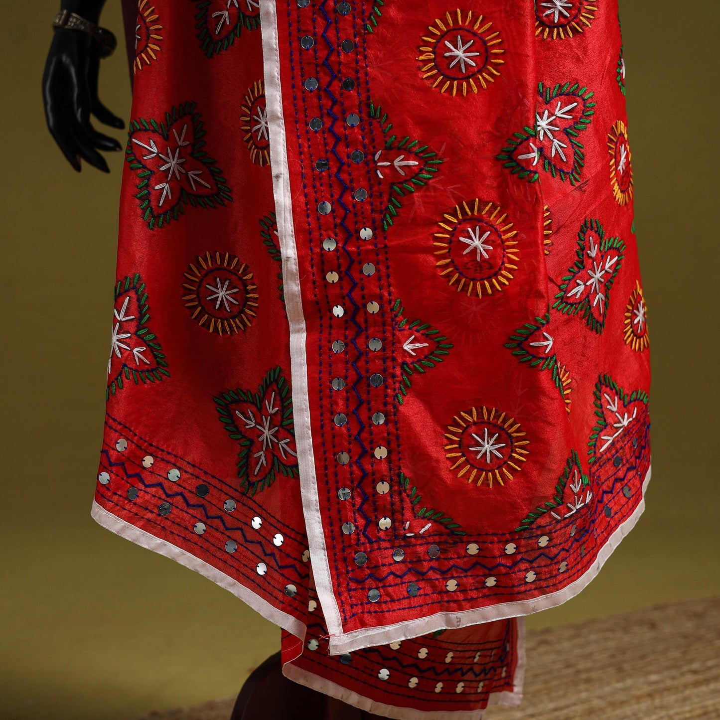 Ranihati chapa work chanderi silk hand embroidery dupatta