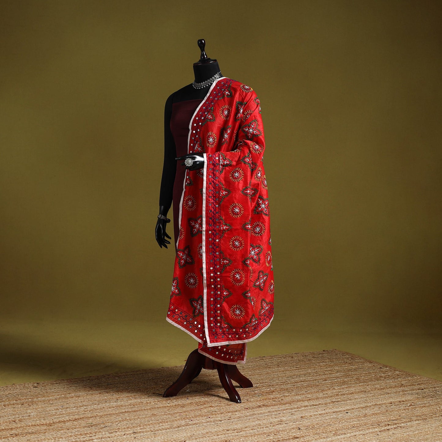 Ranihati chapa work chanderi silk hand embroidery dupatta