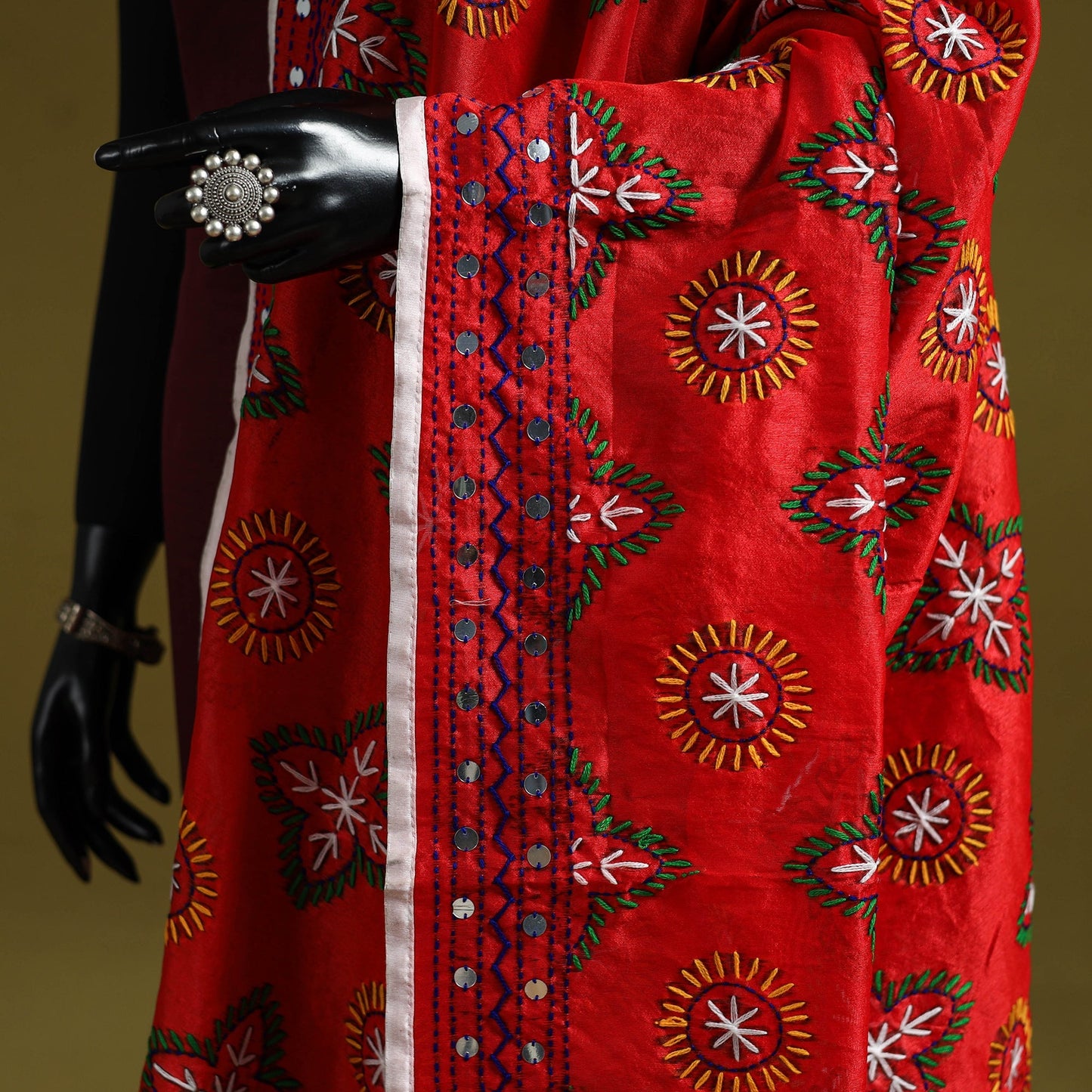 Ranihati chapa work chanderi silk hand embroidery dupatta