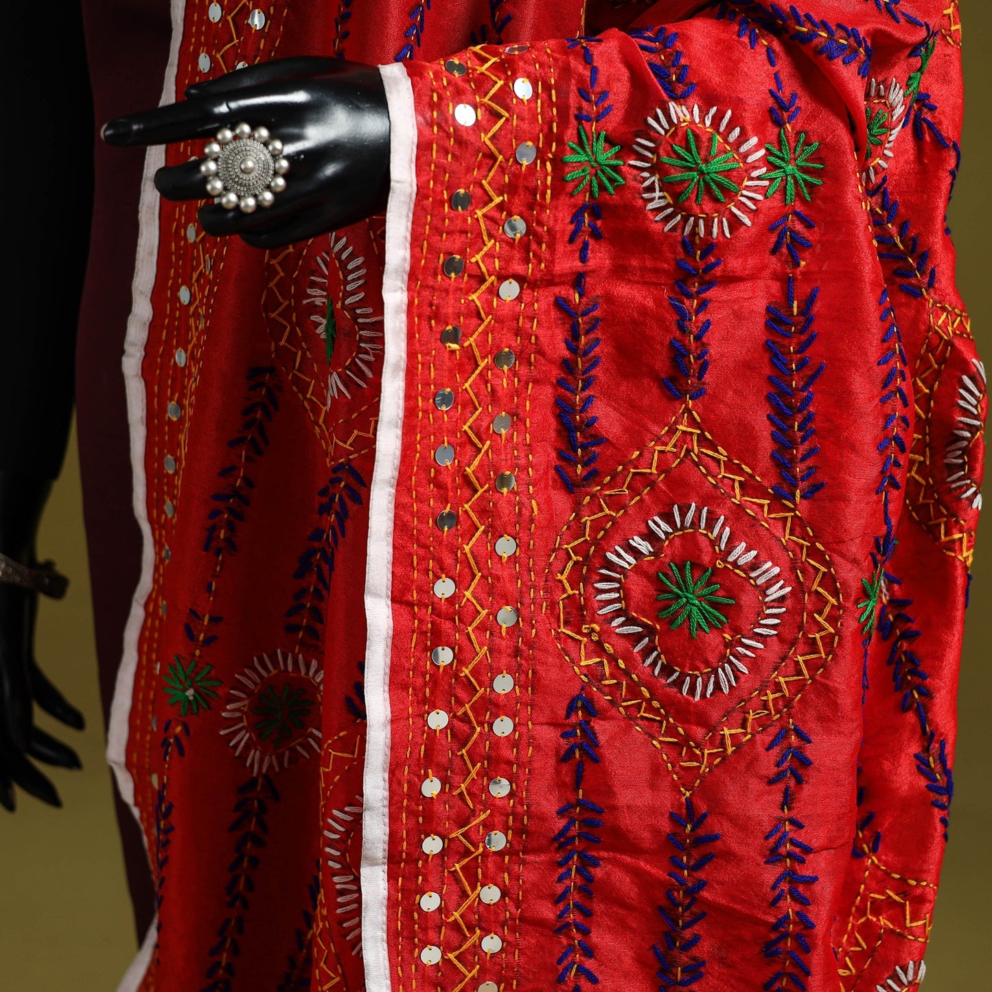 Ranihati chapa work chanderi silk hand embroidery dupatta