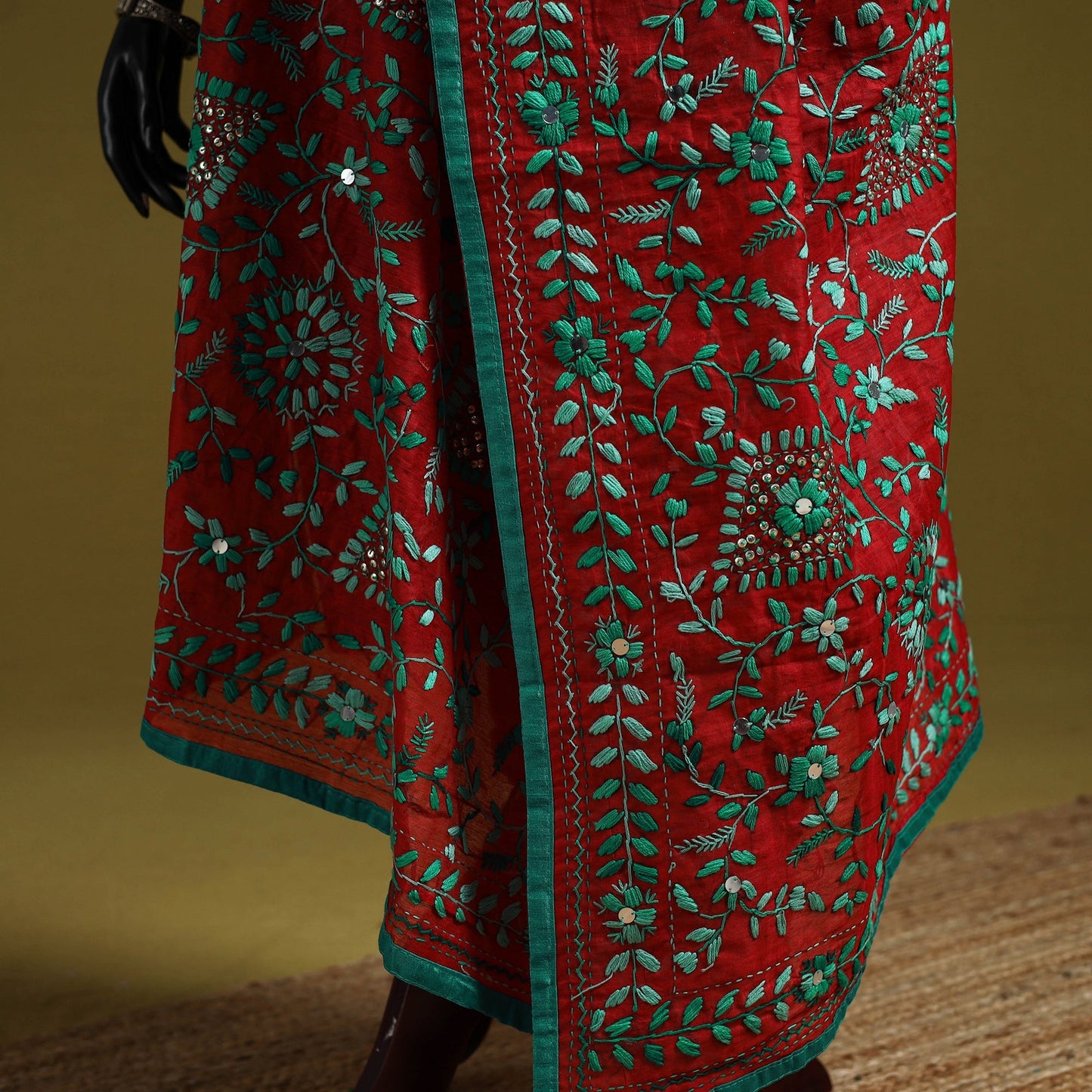 Ranihati chapa work chanderi silk hand embroidery dupatta