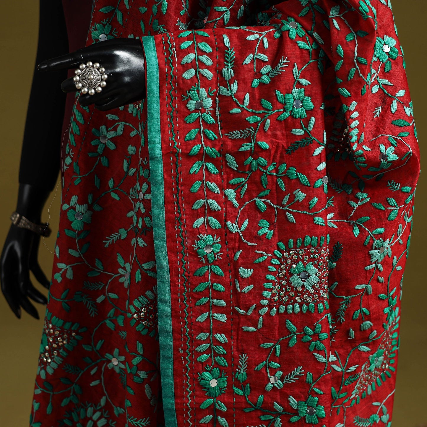 Ranihati chapa work chanderi silk hand embroidery dupatta