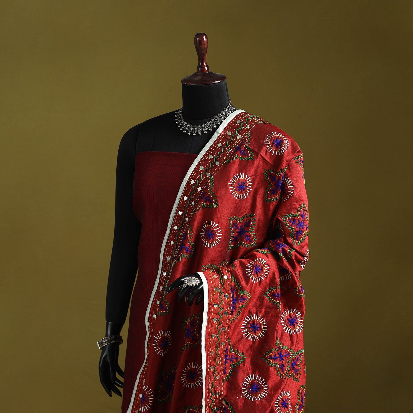 Ranihati chapa work chanderi silk hand embroidery dupatta