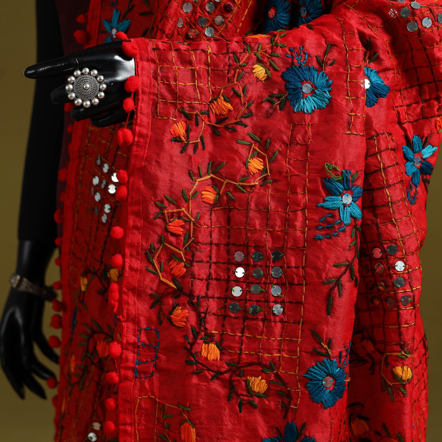 Ranihati chapa work chanderi silk hand embroidery dupatta