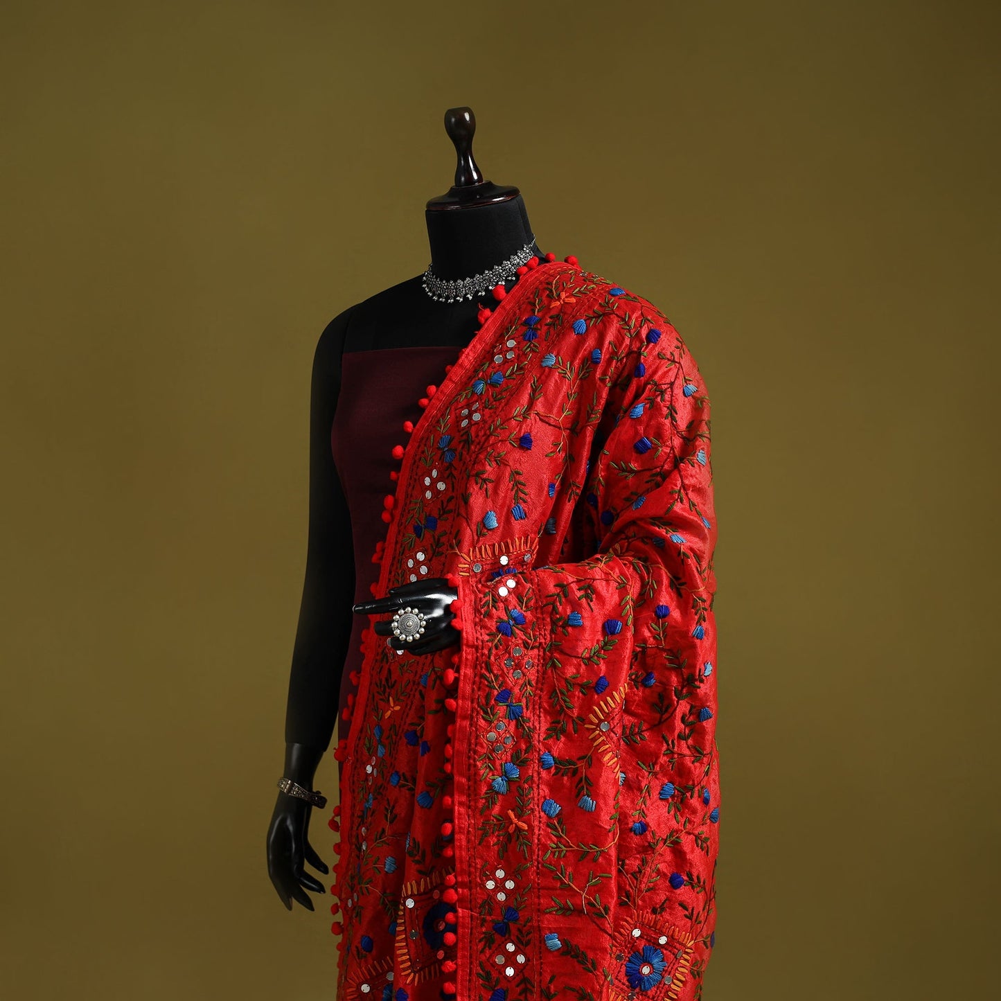 Ranihati chapa work chanderi silk hand embroidery dupatta