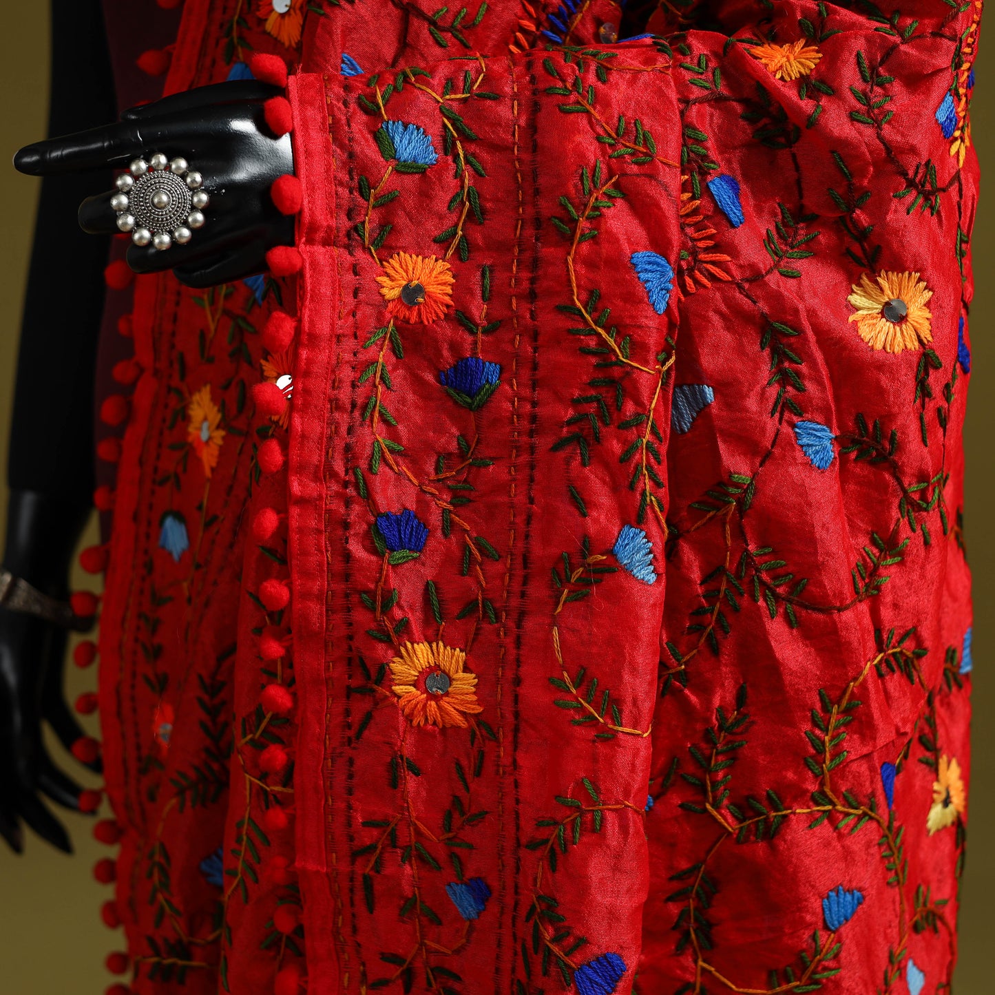 Ranihati chapa work chanderi silk hand embroidery dupatta