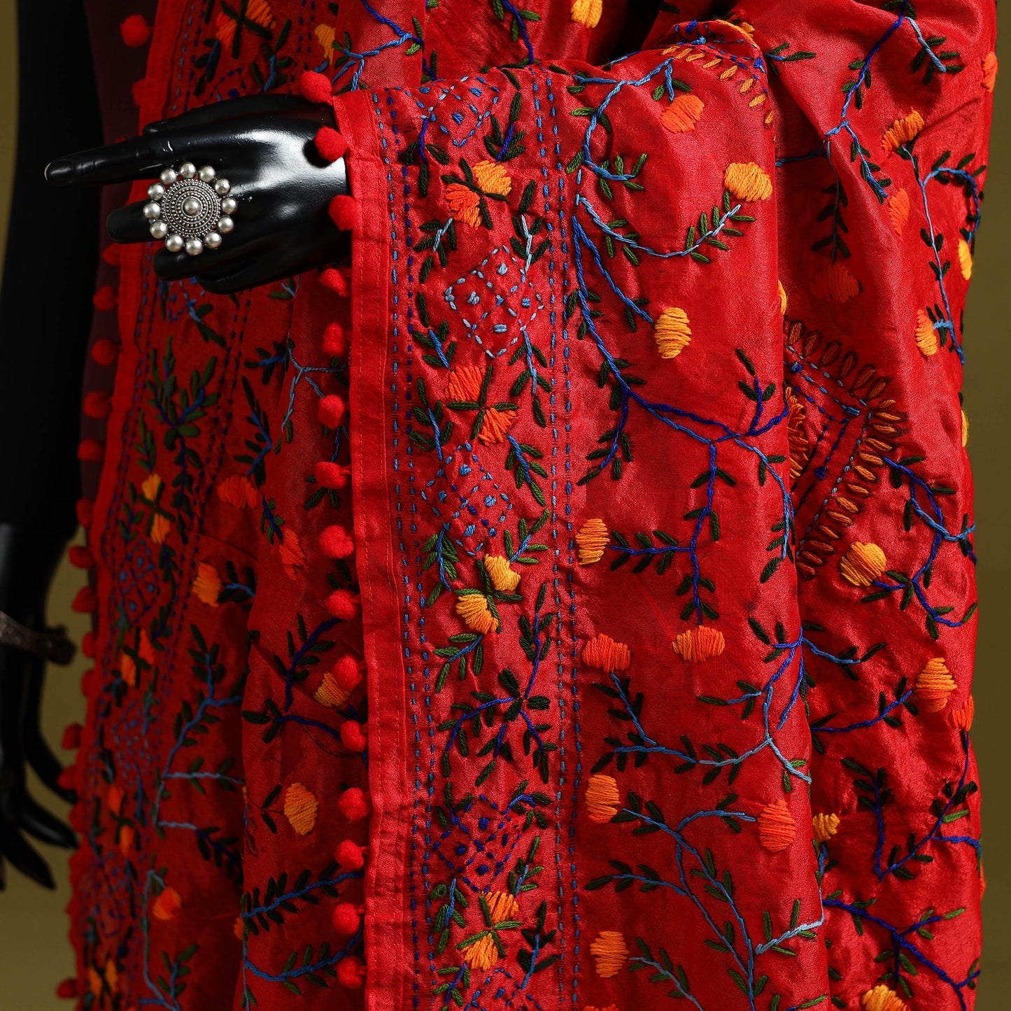 Ranihati chapa work chanderi silk hand embroidery dupatta