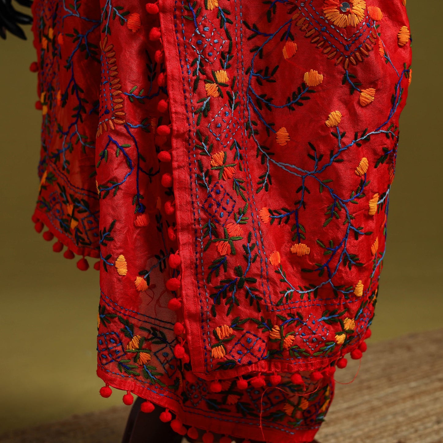 Ranihati chapa work chanderi silk hand embroidery dupatta