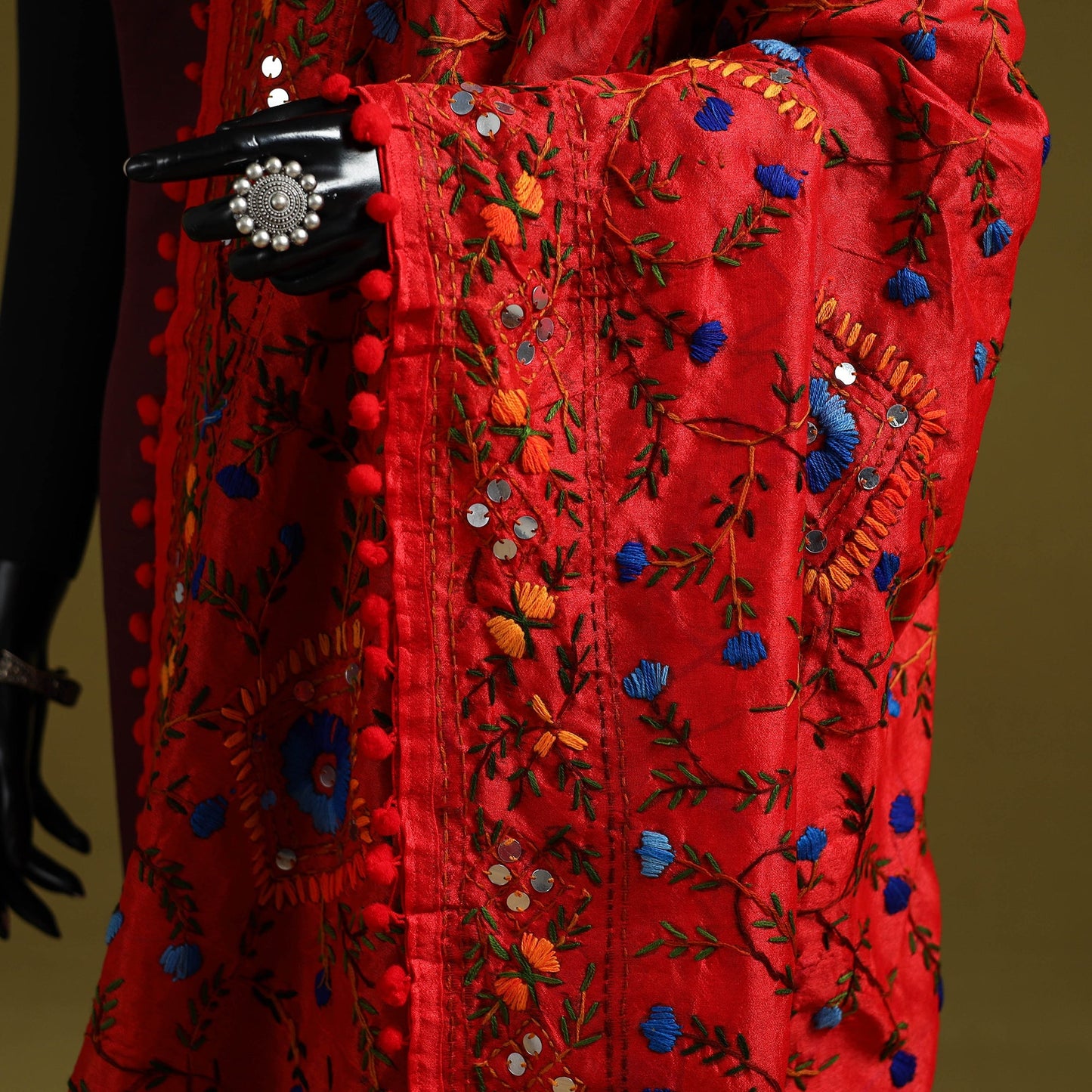 Ranihati chapa work chanderi silk hand embroidery dupatta