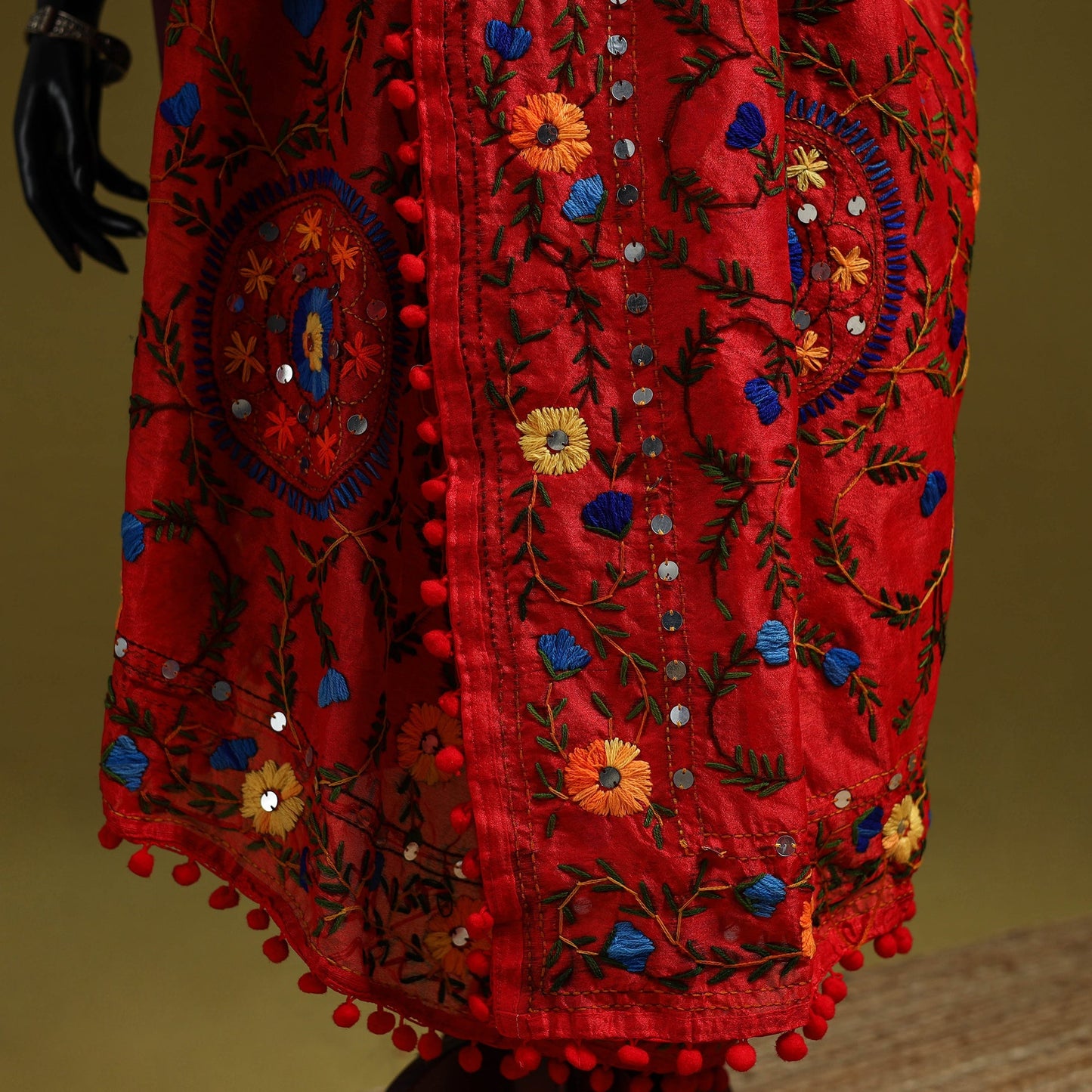 Ranihati chapa work chanderi silk hand embroidery dupatta