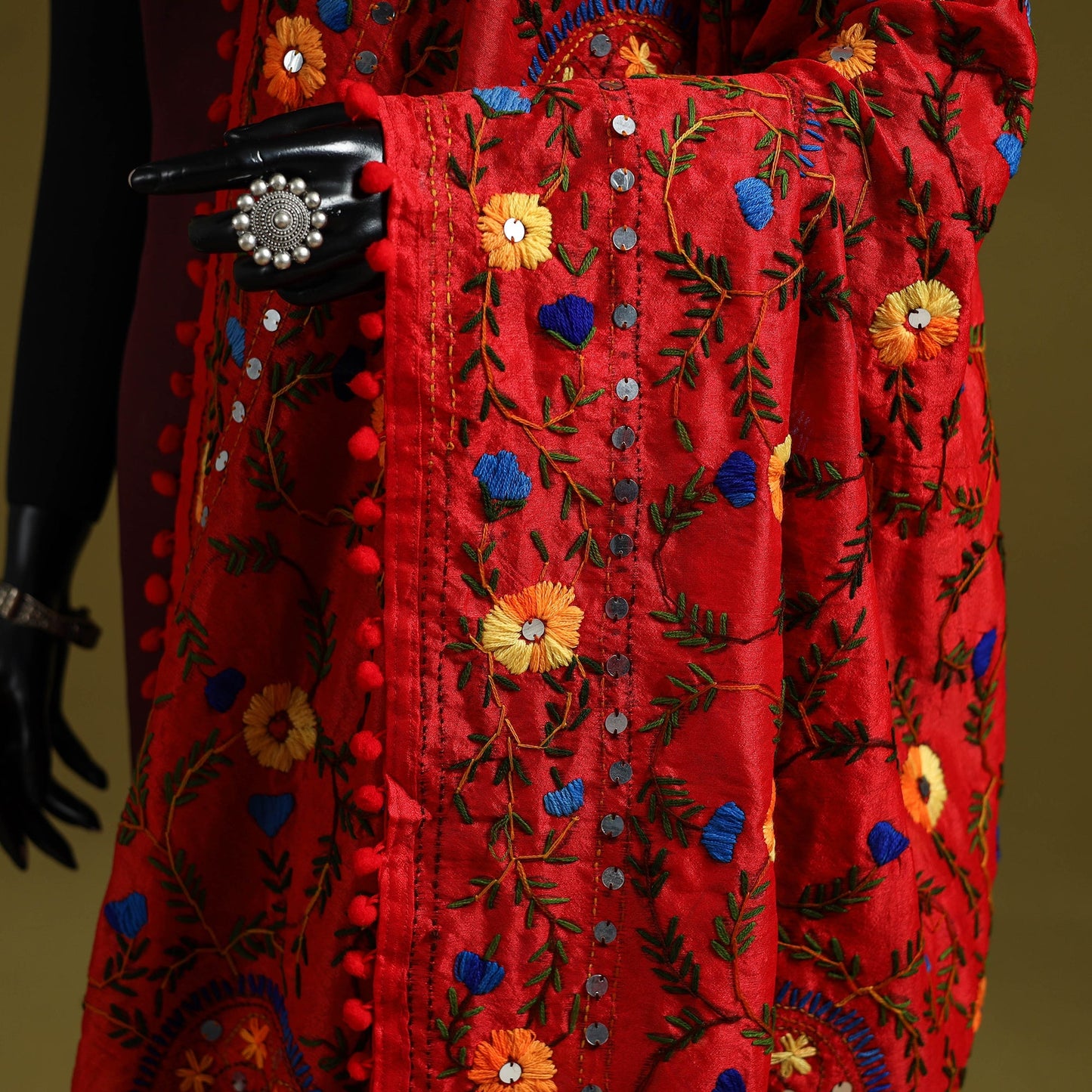 Ranihati chapa work chanderi silk hand embroidery dupatta