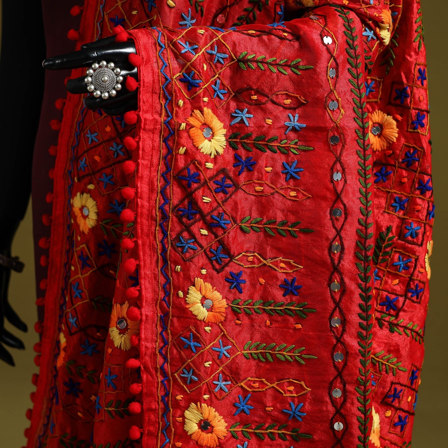 Ranihati chapa work chanderi silk hand embroidery dupatta