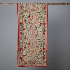 Red Ranihati Chapa Work Embroidery Chanderi Silk Stole