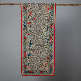 Red Ranihati Chapa Work Embroidery Chanderi Silk Stole