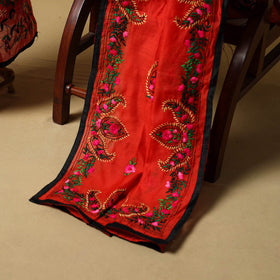 Red - ranihati chapa work hand embroidery chanderi silk 3pc