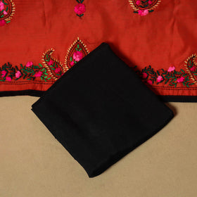 Red - ranihati chapa work hand embroidery chanderi silk 3pc