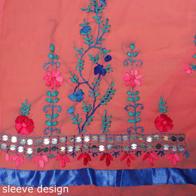 Red - ranihati chapa work hand embroidery georgette 3pc