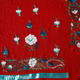 Red - ranihati chapa work hand embroidery georgette 3pc