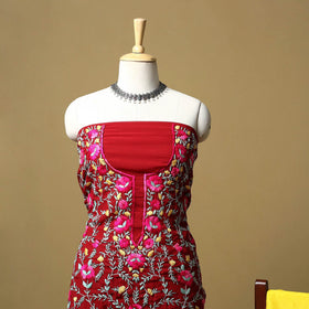 Red - ranihati chapa work hand embroidery georgette 3pc