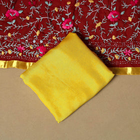 Red - ranihati chapa work hand embroidery georgette 3pc