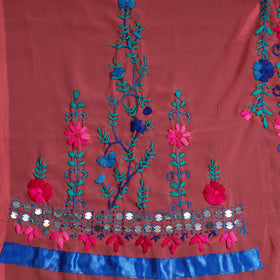  3pc Phulkari Embroidery Chapa Work Georgette Suit Material Set 01 