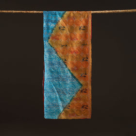 Red - reversible silk bengal hand kantha stitch stole 108