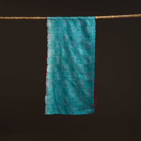 Red - reversible silk bengal hand kantha stitch stole 118