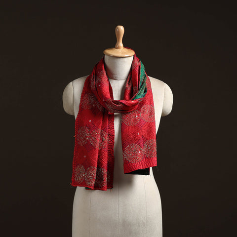 Reversible silk bengal hand kantha stitch stole 167