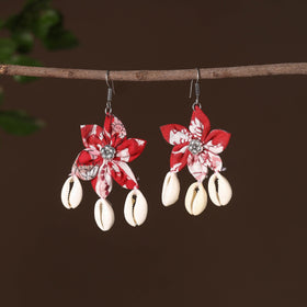 Red - riva fabart phool kali shell earrings - handcrafted