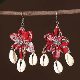 Red - riva fabart phool kali shell earrings - handcrafted