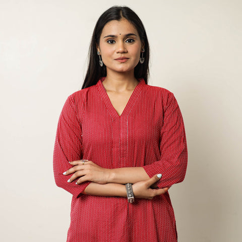  Running Stitch Cotton Long Kurta 26 