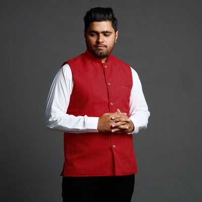 Buy Running Stitch Cotton Nehru Jacket Online at iTokri.com
