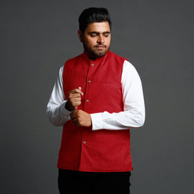 Buy Running Stitch Cotton Nehru Jacket Online at iTokri.com