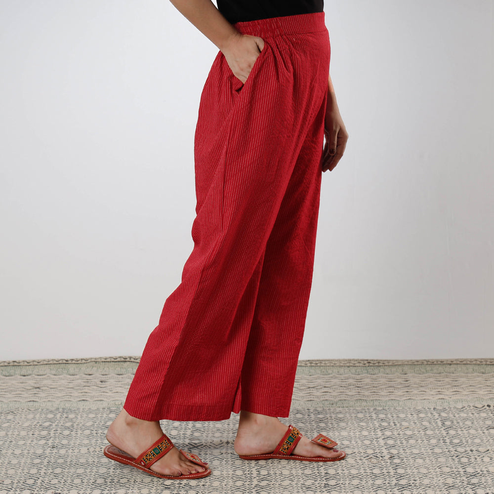 Buy iTokri Casuals - Running Stitch Cotton Palazzo Online at iTokri.com