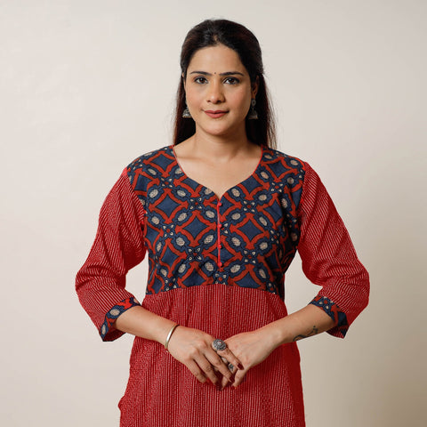  Running Stitch Cotton Straight Kurta with Bagru Patchwork 13 