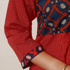 Running Stitch Cotton Straight Kurta with Bagru Patchwork 13 