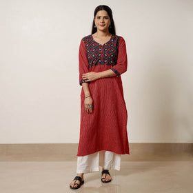  Running Stitch Cotton Straight Kurta with Bagru Patchwork 13 