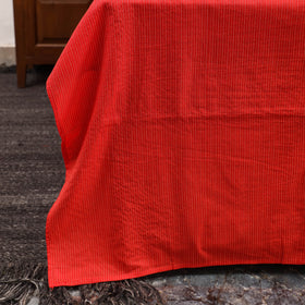 Red Running Stitch with Ajrakh Modal Silk Patch Cotton Bedsheet Set