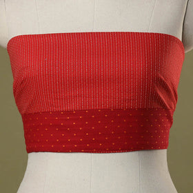 Red - running stitch plain cotton blouse piece 15