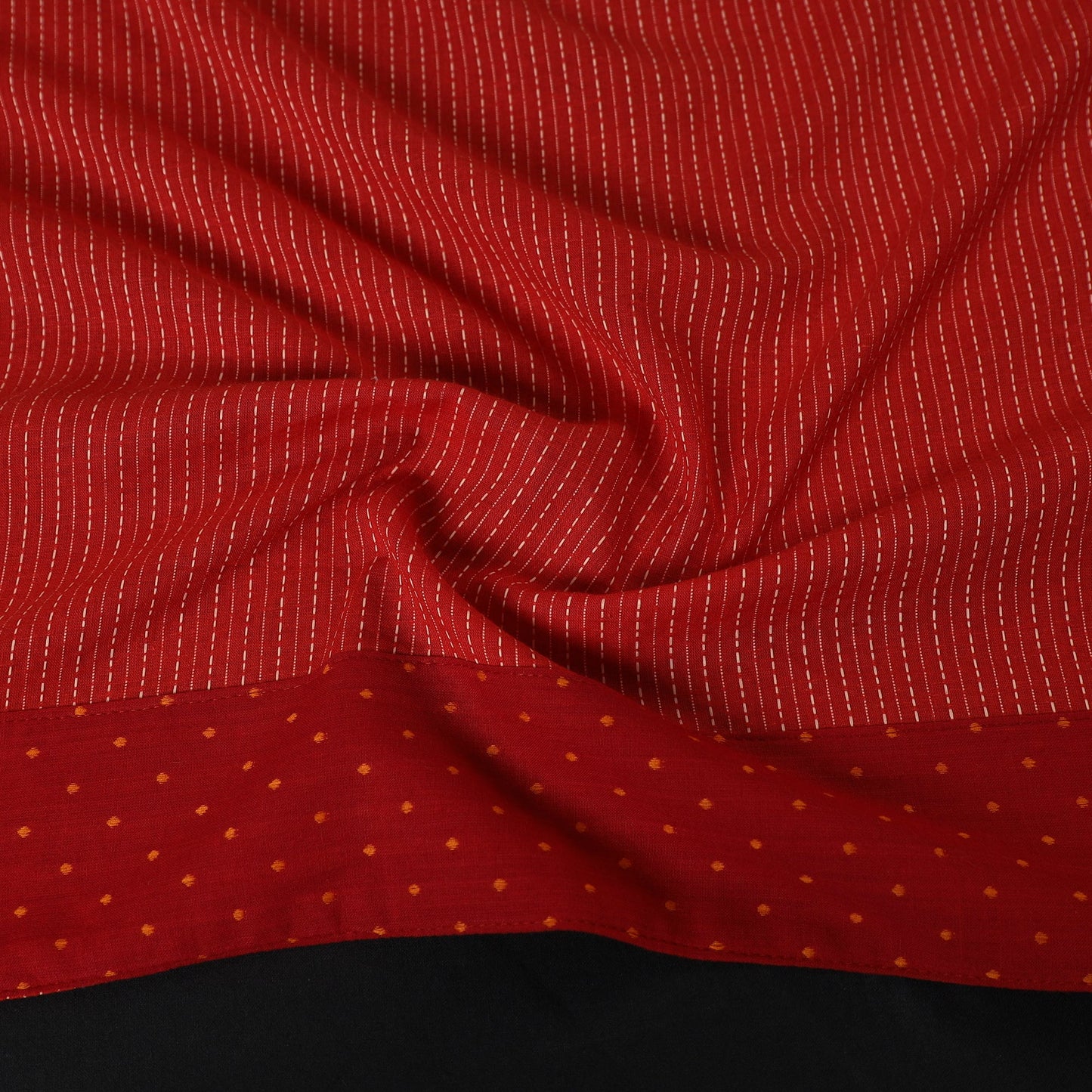 Red - running stitch plain cotton blouse piece 15