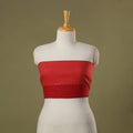 Red - running stitch plain cotton blouse piece 15